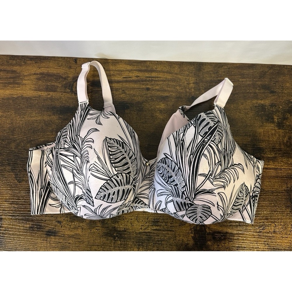 Cacique x Lane Bryant Lightly Lined Balconette Bra Pink & Black Tropical 42DDD - Picture 2 of 10